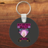 KPopハート韓国国旗のスナップハンドミュージックシンボル キーホルダー (正面)