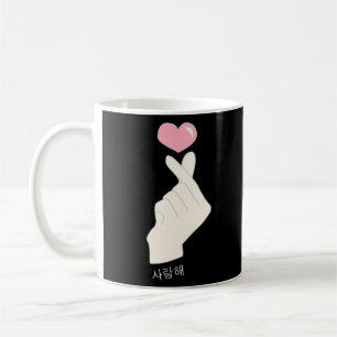 Kpop韓国指ハートデザインTシャツ コーヒーマグカップ