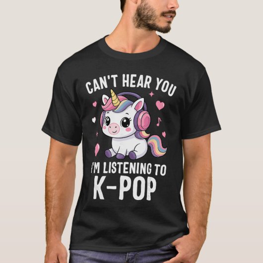KPop 聞こえない 耳を傾ける Kpop ファン かわいい Tシャツ (正面)