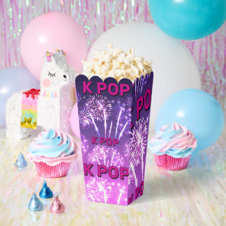 KPOP 花火 パターン 紫 ピンク タイポグラフィ パーティー フェイバーボックス