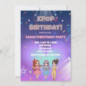 KPOP 誕生日、裏を色付けして！ 招待状 (正面)
