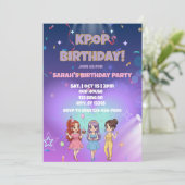KPOP 誕生日、裏を色付けして！ 招待状 (スタンド正面)