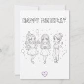 KPOP 誕生日、裏を色付けして！ 招待状 (裏面)