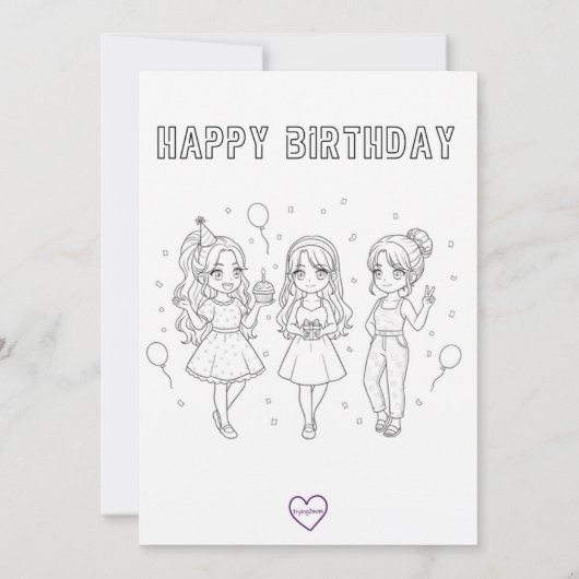 KPOP 誕生日、裏を色付けして！ 招待状 (裏面)