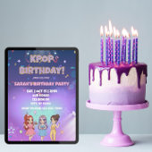 KPOP 誕生日、裏を色付けして！ 招待状