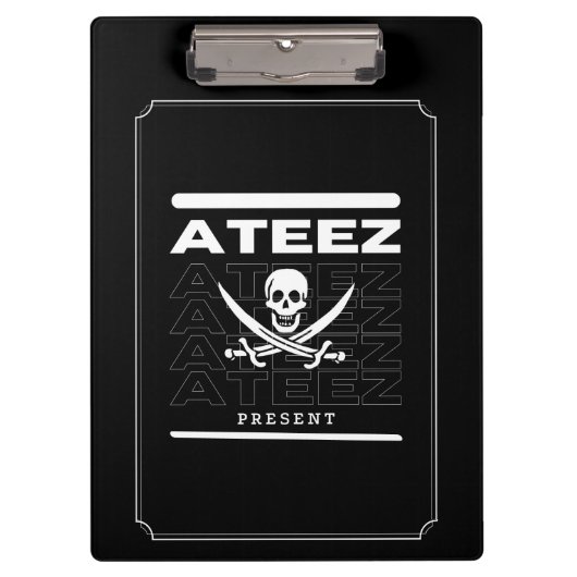 Kpop Ateez現在の黒いオフィスの学校用品 クリップボード (正面)