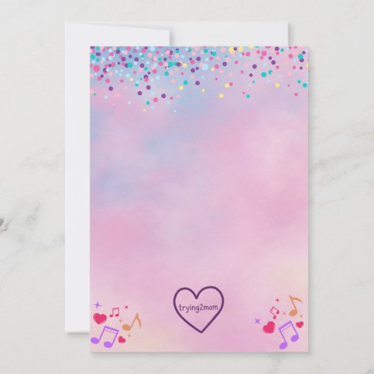 KPOP Birthday Bop, Colorful Boy Band 招待状 (裏面)