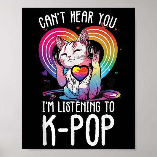 Kpop Cat K-聞 Merchandの音が聞こえポップ・アートのない ポスター (正面)