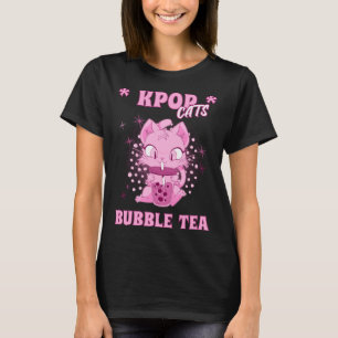 Kpop Cats And Bubble Tea KoreanハートLove K ポップ・アートの Tシャツ