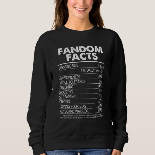 Kpop Fandom Kdrama栄養ファクト スウェットシャツ (正面)