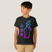 Kpop I Love You Saranghaeハートハンドサイン韓国語 Tシャツ (正面フル)