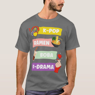 Kpop Ramen Boba KdRama韓国のファンへの贈り物 Tシャツ