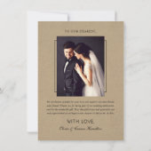 KraftとモダンBlack Scriptの結婚写真 サンキューカード (裏面)