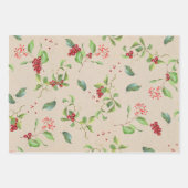 Kraftの果実、ホリー、葉とドット ラッピングペーパーシート (正面2)