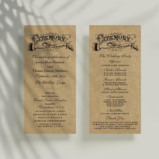 Kraftの素朴式結婚プログラムのテンプレート ラックカード