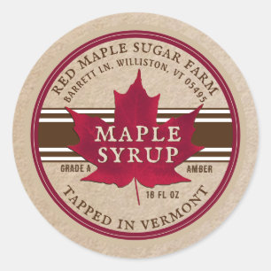 KraftのVermont Maple Syrupラベルでタップ ラウンドシール