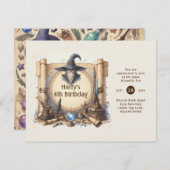 KRAFTウィザードテーマパーティー魔法のヴィンテージの杖 招待状 (正面/裏面)