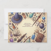 KRAFTウィザードテーマパーティー魔法のヴィンテージの杖 招待状 (裏面)