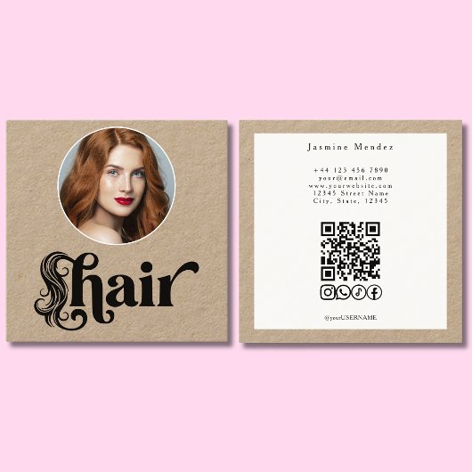 KraftオーガニックフォトヘアスタイリストQRソーシャルスクエア スクエア名刺