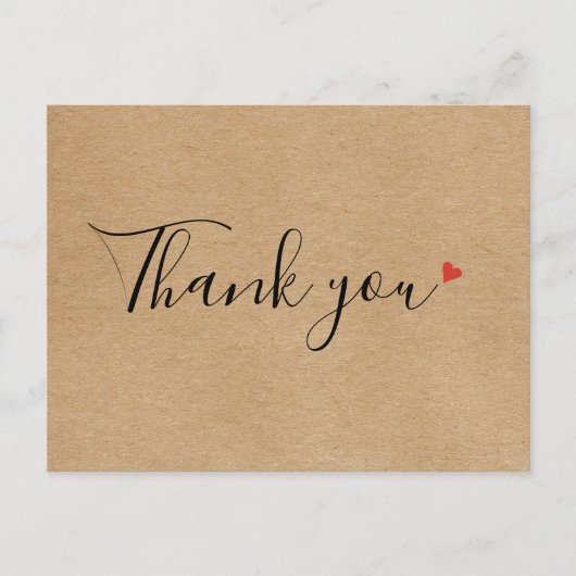 Kraftスクリプト素朴ビジネスありがとう ポストカード (正面)