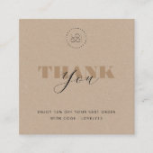 Kraftスクリプ素朴トはっきりしたカスタムのロゴ割引カード スクエア名刺 (正面)