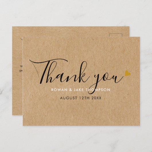 Kraftスクリプ素朴トエレガントありがとう ポストカード (正面/裏面)