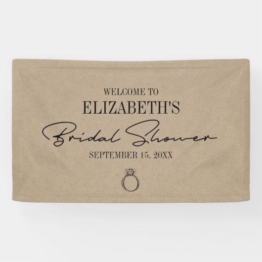 Kraftスクリプ素朴トモダンブライダルシャワーへようこそ 横断幕 (横)