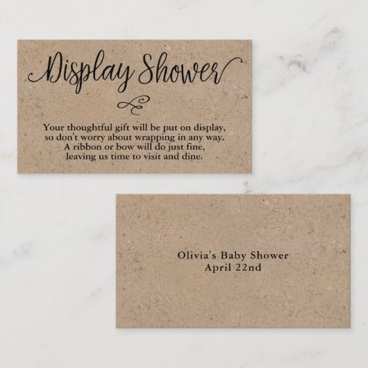 Kraftスクリプ素朴ト表示シャワー挿入カード 名刺 (正面/裏面)