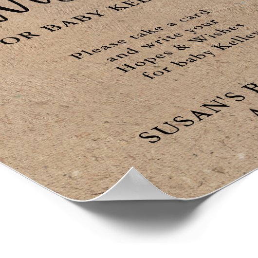 Kraftスクリプ素朴ト赤ちゃんシャワーの希望と希望 ポスター (角)