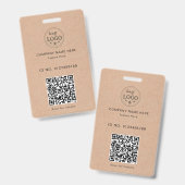 KraftスタイルIDバッジ - ロゴとスキャン可能なQR バッジ (正面&裏面)