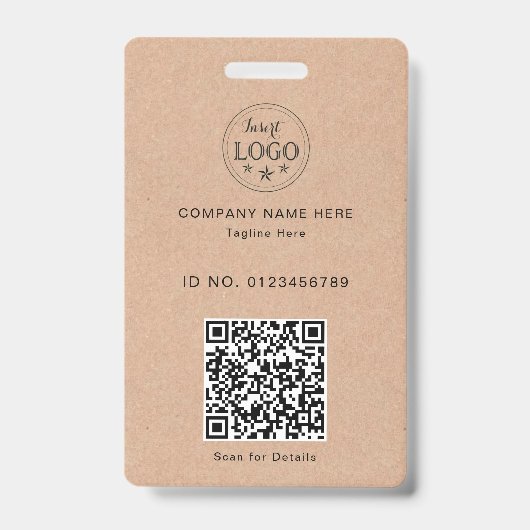 KraftスタイルIDバッジ - ロゴとスキャン可能なQR バッジ (正面)