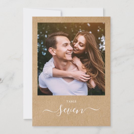 Kraftス素朴クリプトエレガントフォトテーブル番号 招待状 (正面)