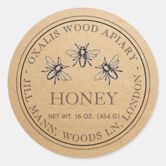 KRAFTハニーラベルとハラルミツバチ ラウンドシール (正面)