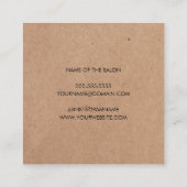 Kraftミニマルエレガントブラックシザーズヘアスタイリスト スクエア名刺 (裏面)