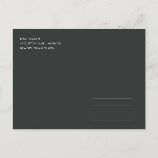 KRAFTモダンタイポグラフィ写真SAVE THE DATE 案内ポストカード (裏面)