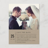 KRAFTモダンタイポグラフィ写真SAVE THE DATE 案内ポストカード (正面)