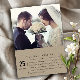 KRAFTモダン素朴タイポグラフィ結婚の写真 招待状