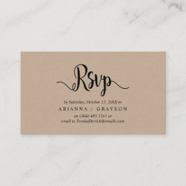 Kraftモダン、ブラックフォント、RSVP対応 エンクロージャーカード