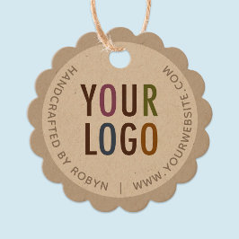 Kraftロゴつるラベルと丸いスキャロップ フェイバータグ