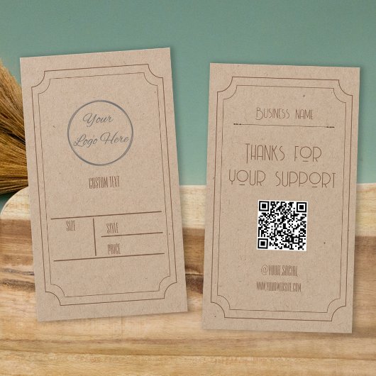 Kraftヴィンテージとロゴブティック製品の価格ラベル