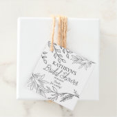 Kraft上のウィスピーな黒いフローラのアウトラインブライダルシャワー フェイバータグ (インサイチュ)