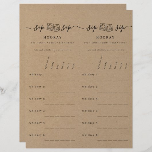 Kraft上のウイスキー試飲の評価スコアカフェイクード レターヘッド (正面/裏面)