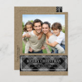 Kraft上のバッファローのプレイドMerryクリスマスフォト ポストカード (正面/裏面)