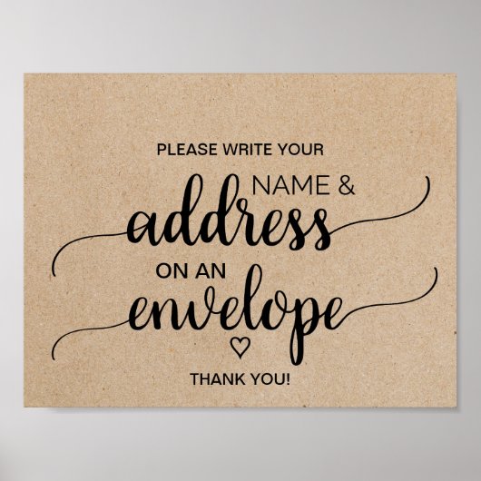 Kraft住所素朴エンベロープサイン ポスター (正面)