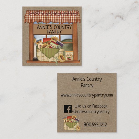 Kraft初期の名刺の国のウィンドウ スクエア名刺 (正面/裏面)