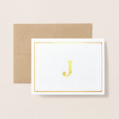 Kraft実在紙のモノグラムゴールドフォイルノートカード 箔カード (封筒付き正面)