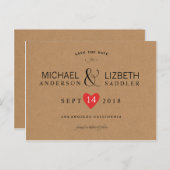 Kraft日付を保存シンプルし、日付を保存する 案内ポストカード (正面/裏面)