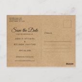 Kraft日付素朴のフォトハンドスクリプトを保存 ポストカード (裏面)