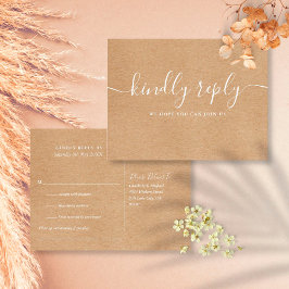 Kraft曲素朴リクエストRSVPポストカード インビテーションポストカード