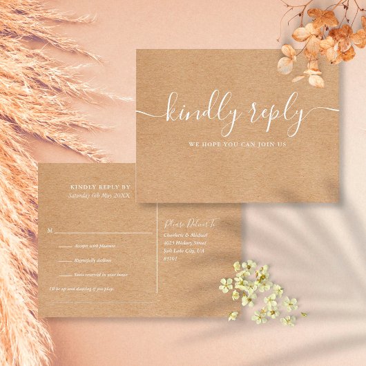 Kraft曲素朴リクエストRSVPポストカード インビテーションポストカード